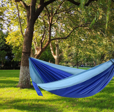 Гамак подвесной двухместный "Hammock Swing" Ультралёгкий и сверхпрочный! (Крепления в комплекте) 270х140 см (Сине-голубой)