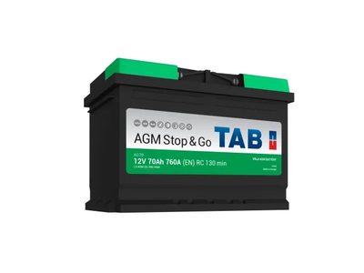 Аккумуляторная батарея марки  TAB EcoDry Stop&Go AGM 70 R (6СТ-70 АЗ (0))