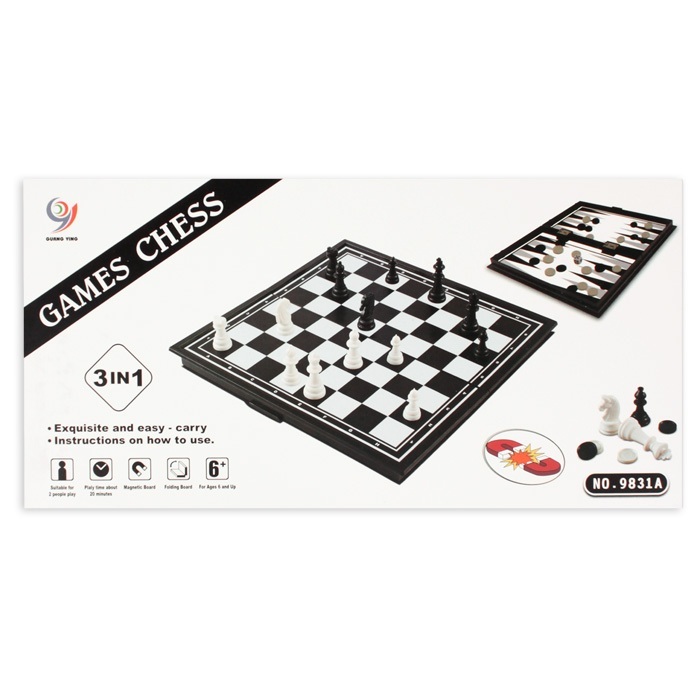 Настольная игра "Шахматы , шашки , нарды"  24,5*24,5*2,5см