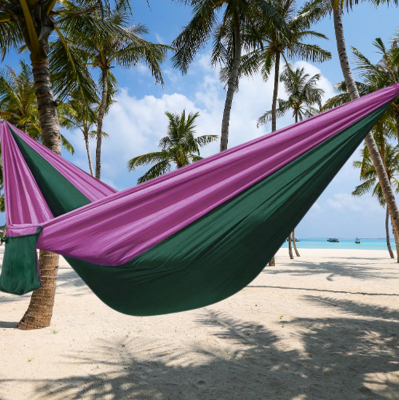 Гамак подвесной двухместный "Hammock Swing" Ультралёгкий и сверхпрочный! (Крепления в комплекте) 270х140 см (Серо-розовый)