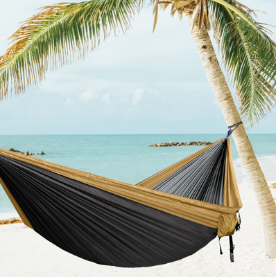 Гамак подвесной двухместный "Hammock Swing" Ультралёгкий и сверхпрочный! (Крепления в комплекте) 270х140 см (Охра-оливковый)