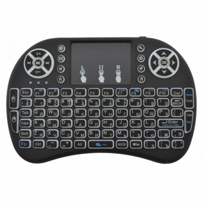 Беспроводная USB клавиатура джойстик с тачпадом для TV Mini Keyboard (клавиатура на русском и английском языках)